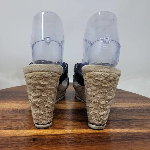 Dr Scholl's Soar Navy Blue Wedge Espadrille Slide Sandals 7M - Picture 3 of 7